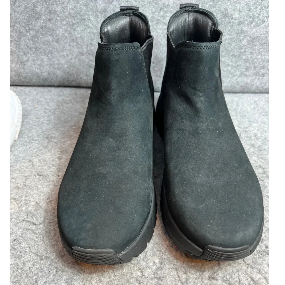 Kizik Junction Hands-Free Chelsea Boots Mens Black Nubuck Leather Ankle Boots 12